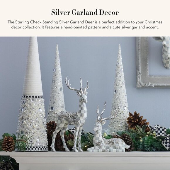 Whimsical Sterling Check Deer Figurine 15.75” – Perfect for Festive Displays - Picture 4 of 6